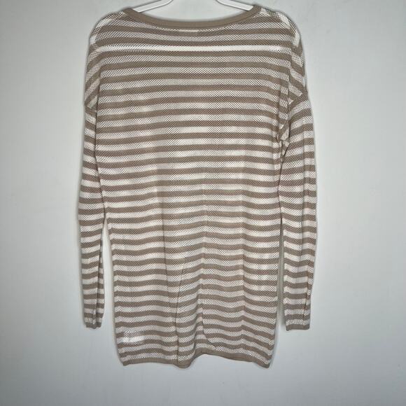 Akris Punto Tan Beige Cream Stripe Pullover Size 8 - Picture 4 of 8